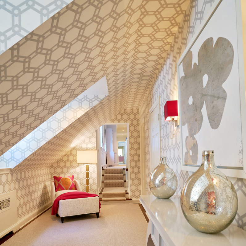 Angled Wall Paper Ceiling Fuller Interiors